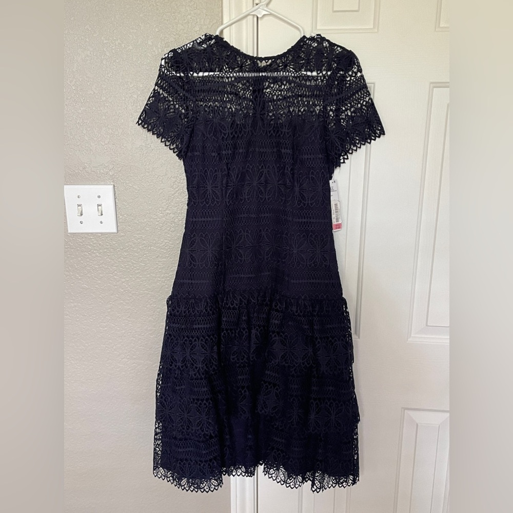 Antonio Melani ruffle tiered navy dress